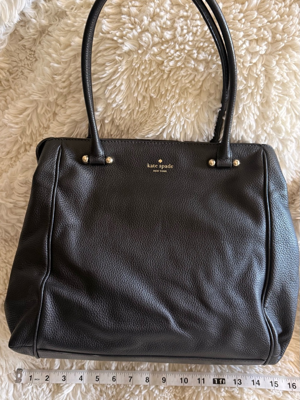 kate spade Black Pebbled Leather Tote with Gold Hardware